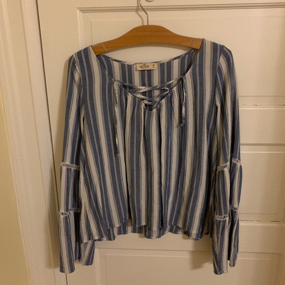 ‼️ Blue and white bell sleeved shirt ‼️